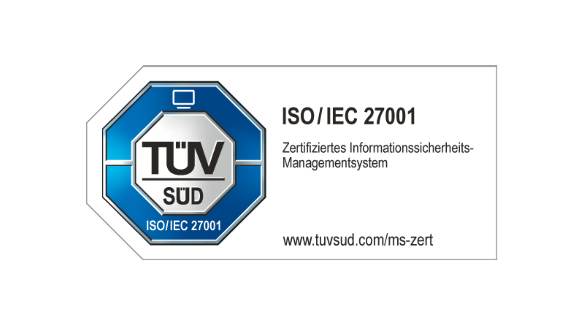 TÜV Süd ISO 27001 Prüfzeichen